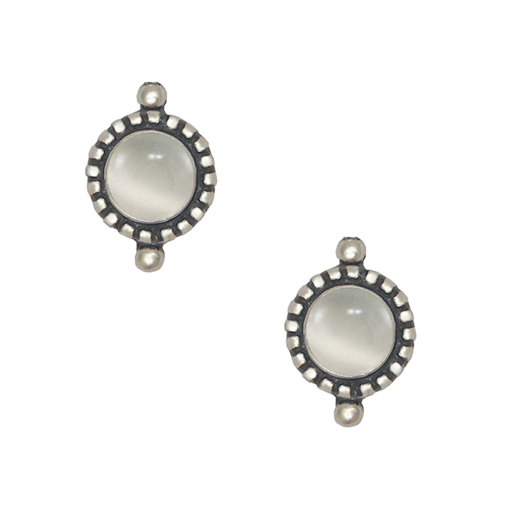 Sterling Silver Petite White Moonstone Post Stud Earrings